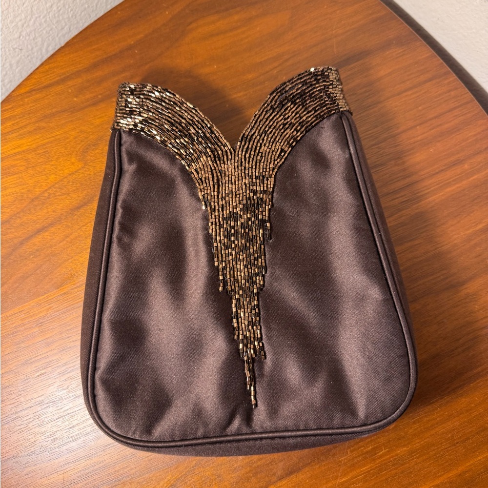 Inge Christopher Satin Beaded Clutch